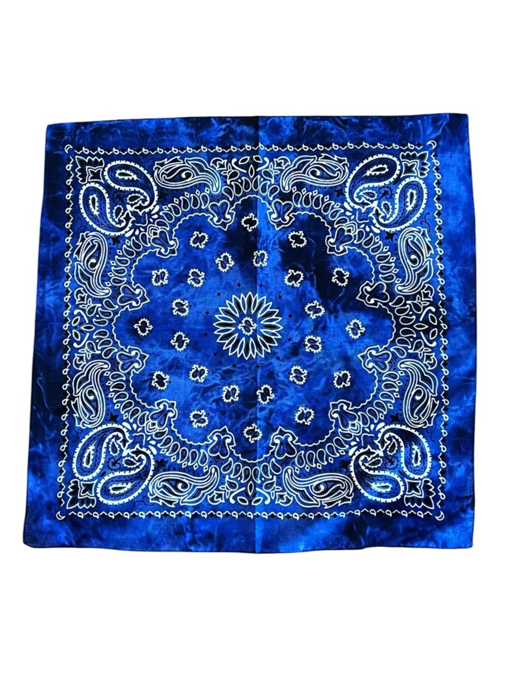 Navy Blue & White Bandana Paisley Western Cowboy 100% Cotton Festival Boho Scarf